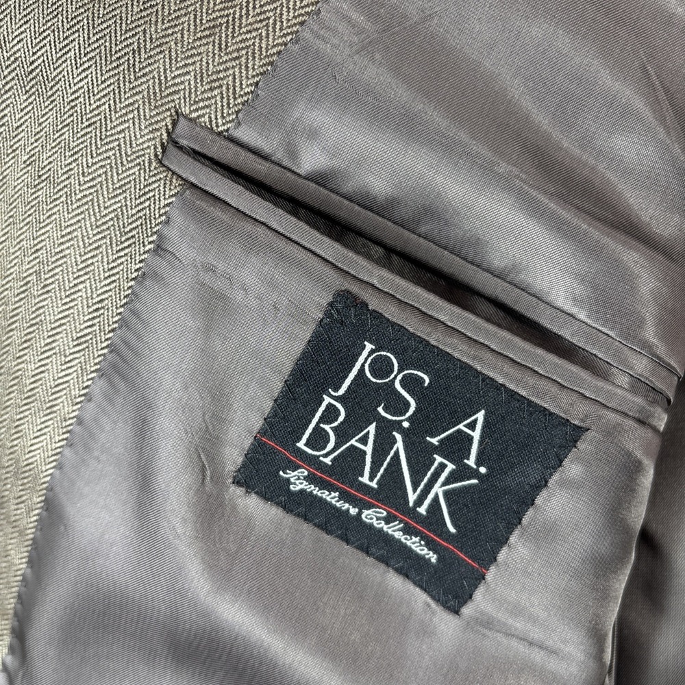 Jos. A. Banks Men's Herringbone Sport Coat Silk/Camel Hair Brown Blazer Size 42R - Picture 3 of 10